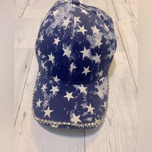 Blue and white star bling hat